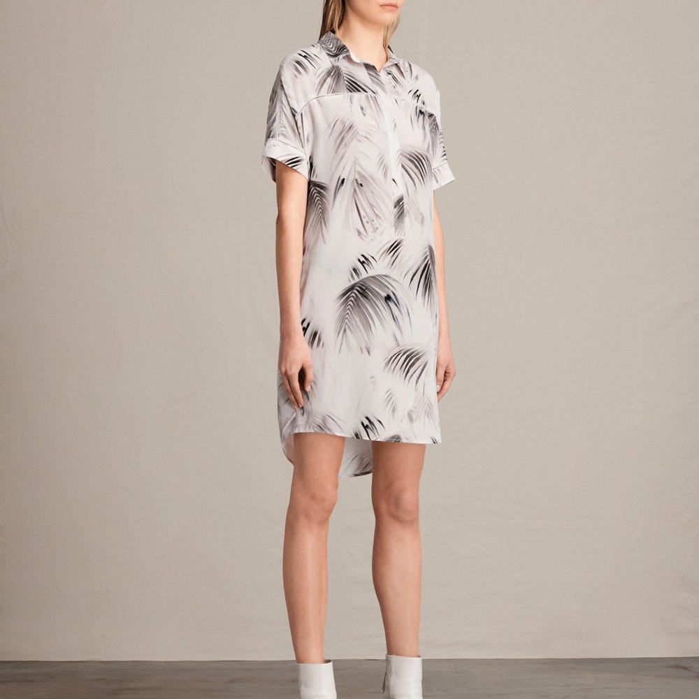 All Saints palm print silk dress